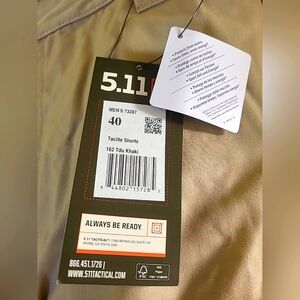 5.11 Men's Tactical Khaki Cargo Shorts size 40